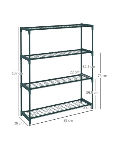 Outsunny Four-Tier Steel Plant Shelf - Black 84H-066V00DG