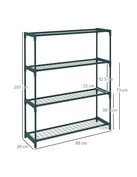 Outsunny Four-Tier Steel Plant Shelf - Black 84H-066V00DG - pic 107515 | FastDaddyshop