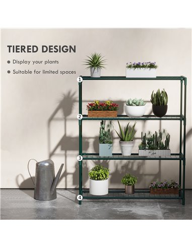 Outsunny Four-Tier Steel Plant Shelf - Black 84H-066V00DG