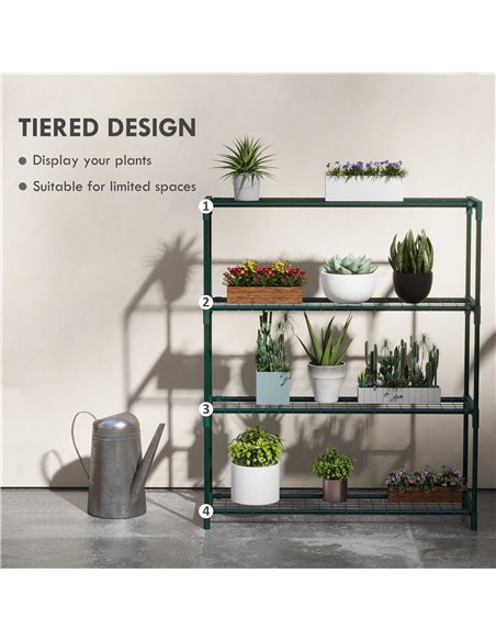 Outsunny Four-Tier Steel Plant Shelf - Black 84H-066V00DG - pic 107516 | FastDaddyshop