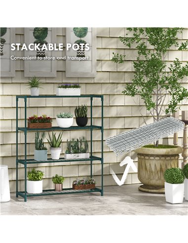 Outsunny Four-Tier Steel Plant Shelf - Black 84H-066V00DG