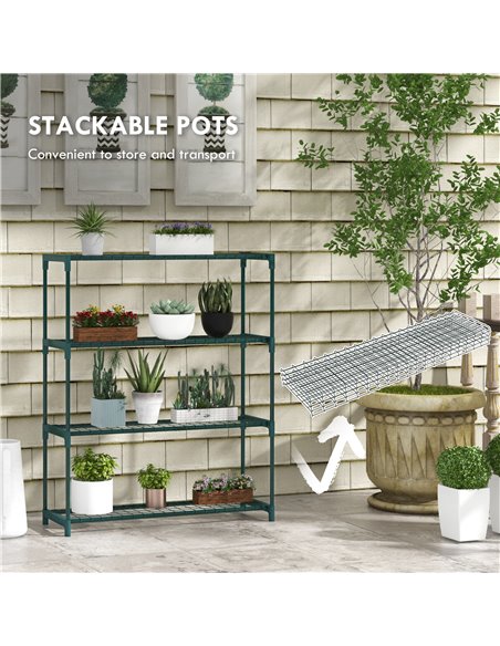 Outsunny Four-Tier Steel Plant Shelf - Black 84H-066V00DG - pic 107519 | FastDaddyshop