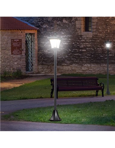 Outsunny 2 Pieces Outdoor Garden Solar Post Lamp Sensor Dimmable LED Lantern Bollard Pathway 1.6M Tall – Black B30-P011