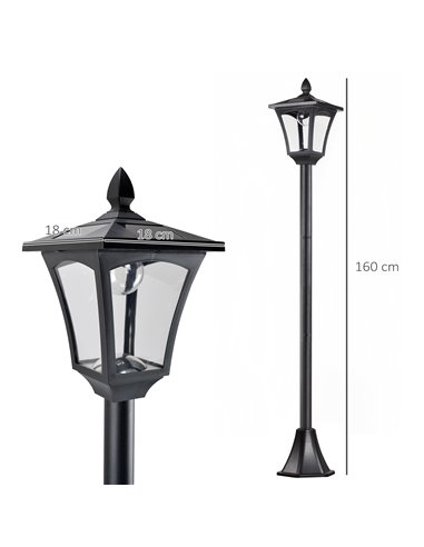 Outsunny 2 Pieces Outdoor Garden Solar Post Lamp Sensor Dimmable LED Lantern Bollard Pathway 1.6M Tall – Black B30-P011
