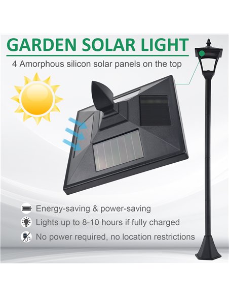 Outsunny 2 Pieces Outdoor Garden Solar Post Lamp Sensor Dimmable LED Lantern Bollard Pathway 1.6M Tall – Black B30-P011 - pic 107525 | FastDaddyshop