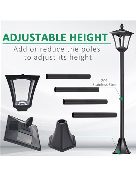 Outsunny 2 Pieces Outdoor Garden Solar Post Lamp Sensor Dimmable LED Lantern Bollard Pathway 1.6M Tall – Black B30-P011 - pic 107527 | FastDaddyshop