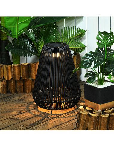 Outsunny Three-Level Solar Powered Rattan Lamp - Black 867-218V00BK