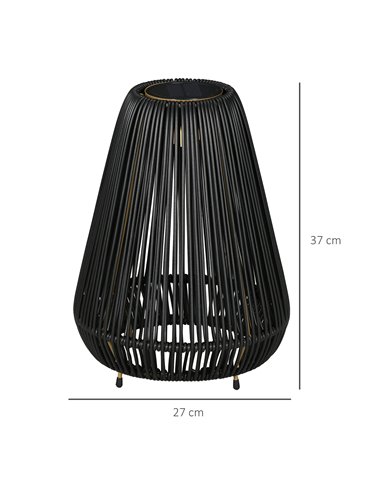 Outsunny Three-Level Solar Powered Rattan Lamp - Black 867-218V00BK