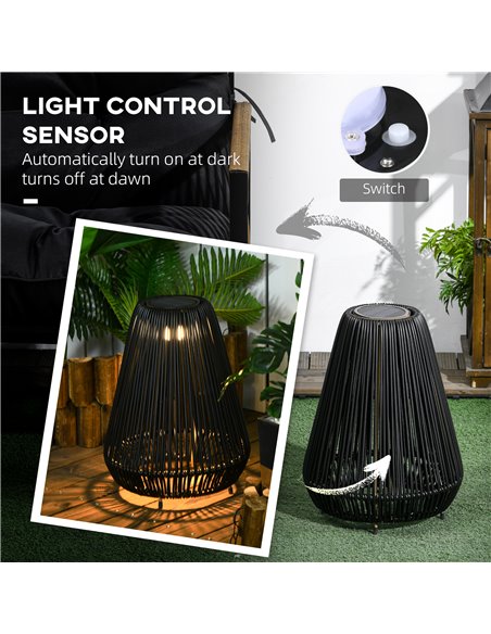 Outsunny Three-Level Solar Powered Rattan Lamp - Black 867-218V00BK - pic 107536 | FastDaddyshop