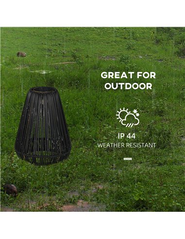 Outsunny Three-Level Solar Powered Rattan Lamp - Black 867-218V00BK