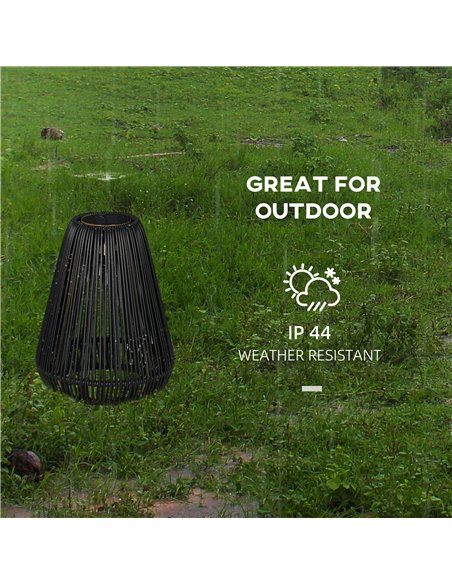 Outsunny Three-Level Solar Powered Rattan Lamp - Black 867-218V00BK - pic 107537 | FastDaddyshop