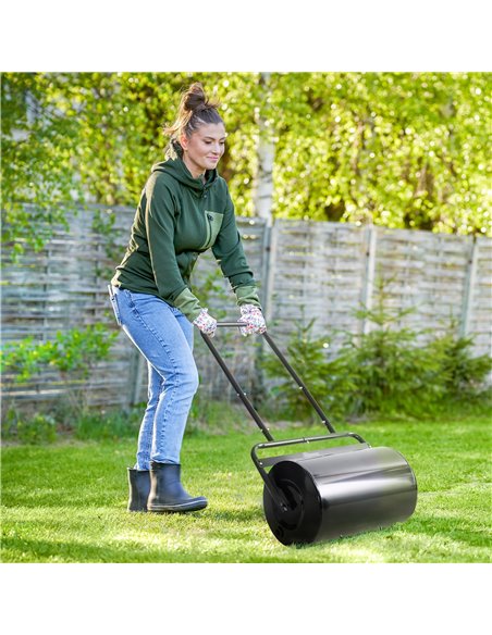 Outsunny 38L Fillable Cylinder Steel Lawn Roller - Black 845-343BK - pic 107550 | FastDaddyshop