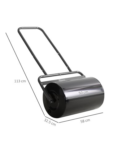 Outsunny 38L Fillable Cylinder Steel Lawn Roller - Black 845-343BK