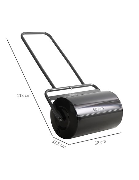 Outsunny 38L Fillable Cylinder Steel Lawn Roller - Black 845-343BK - pic 107551 | FastDaddyshop