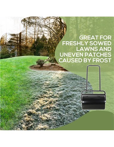 Outsunny 38L Fillable Cylinder Steel Lawn Roller - Black 845-343BK