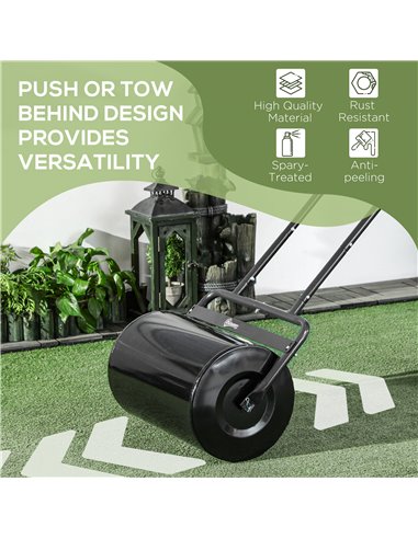 Outsunny 38L Fillable Cylinder Steel Lawn Roller - Black 845-343BK