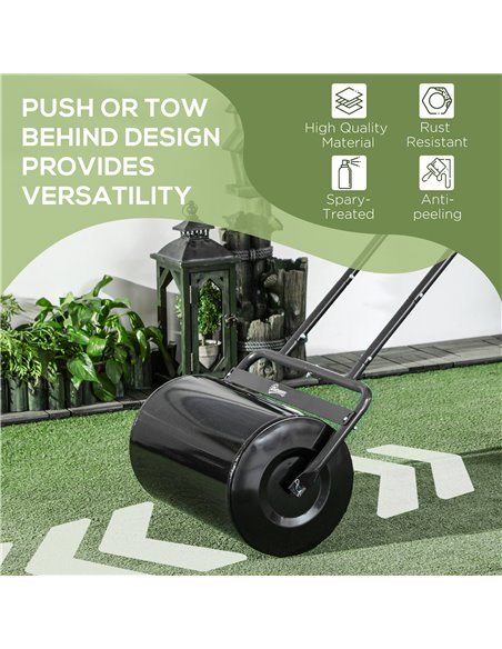 Outsunny 38L Fillable Cylinder Steel Lawn Roller - Black 845-343BK - pic 107554 | FastDaddyshop