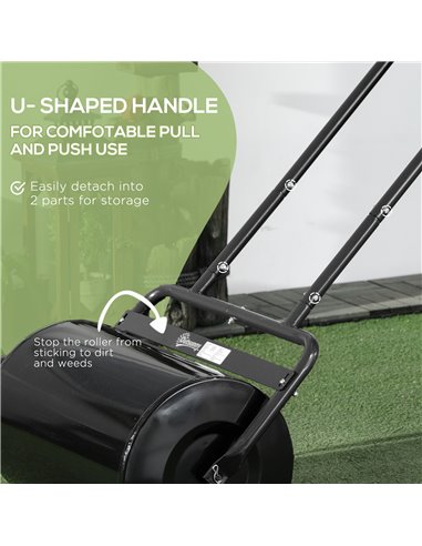 Outsunny 38L Fillable Cylinder Steel Lawn Roller - Black 845-343BK