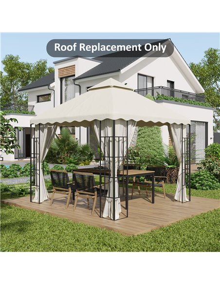 Outsunny 3 x 3 (m) Gazebo Canopy Replacement Covers, 2-Tier Gazebo Roof Replacement (TOP ONLY), Cream White - pic 10756 | FastDaddyshop