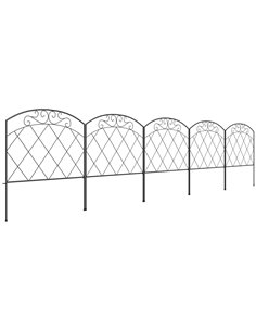 Outsunny 3m Decorative Metal Garden Fence - Diamond and Swirl Pattern 844-798V01BK