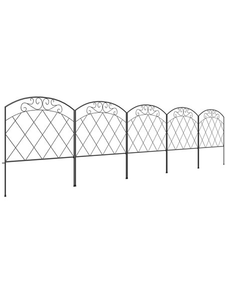 Outsunny 3m Decorative Metal Garden Fence - Diamond and Swirl Pattern 844-798V01BK - pic 107567 | FastDaddyshop