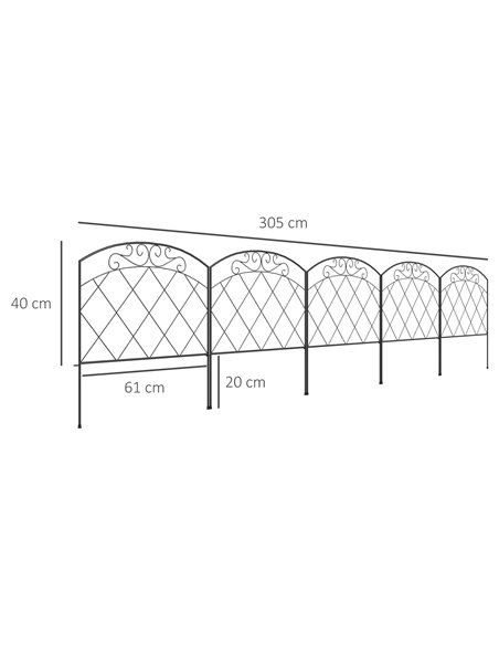 Outsunny 3m Decorative Metal Garden Fence - Diamond and Swirl Pattern 844-798V01BK - pic 107569 | FastDaddyshop