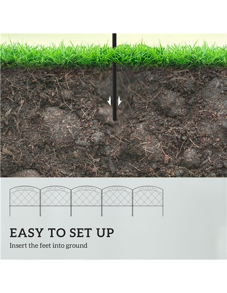 Outsunny 3m Decorative Metal Garden Fence - Diamond and Swirl Pattern 844-798V01BK - pic 107570 | FastDaddyshop