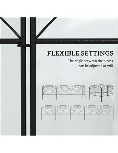 Outsunny 3m Decorative Metal Garden Fence - Diamond and Swirl Pattern 844-798V01BK
