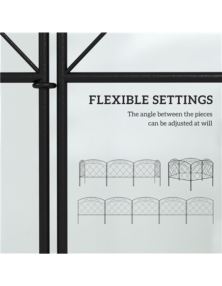 Outsunny 3m Decorative Metal Garden Fence - Diamond and Swirl Pattern 844-798V01BK - pic 107571 | FastDaddyshop