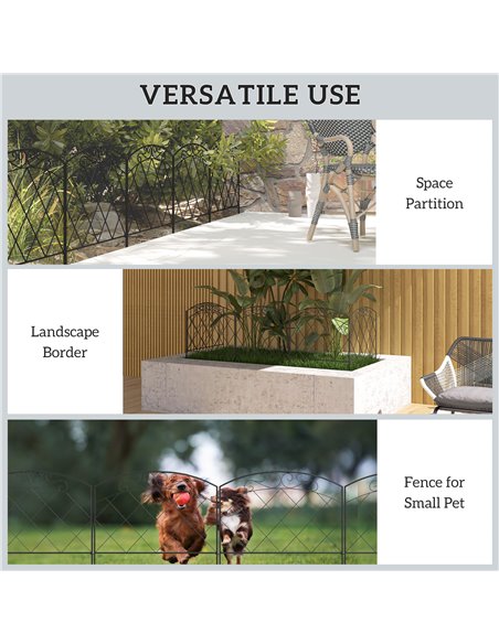 Outsunny 3m Decorative Metal Garden Fence - Diamond and Swirl Pattern 844-798V01BK - pic 107572 | FastDaddyshop