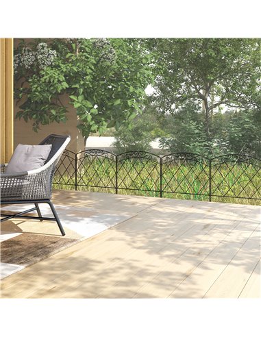 Outsunny 3m Decorative Metal Garden Fence - Diamond and Swirl Pattern 844-798V01BK