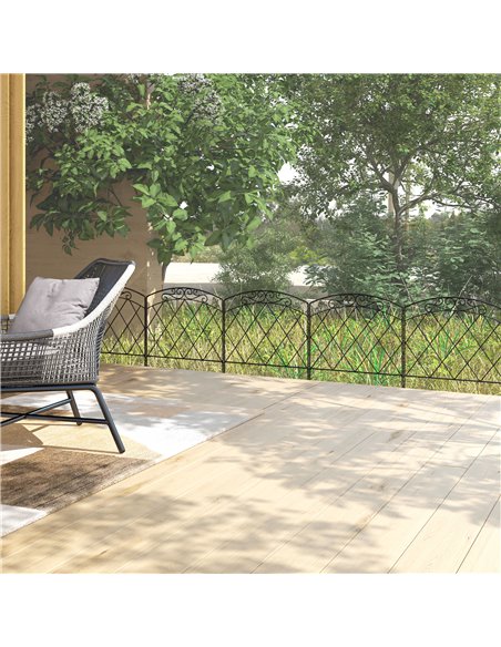 Outsunny 3m Decorative Metal Garden Fence - Diamond and Swirl Pattern 844-798V01BK - pic 107574 | FastDaddyshop