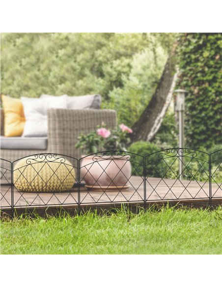 Outsunny 3m Decorative Metal Garden Fence - Diamond and Swirl Pattern 844-798V01BK - pic 107575 | FastDaddyshop