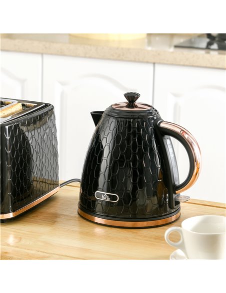HOMCOM 3kW Rapid Boil Honeycomb Kettle - Black 800-206V70BK - pic 107577 | FastDaddyshop