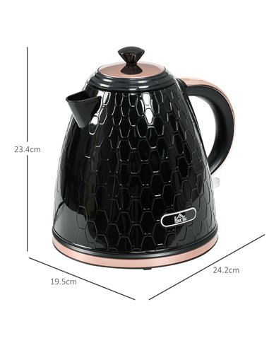 HOMCOM 3kW Rapid Boil Honeycomb Kettle - Black 800-206V70BK