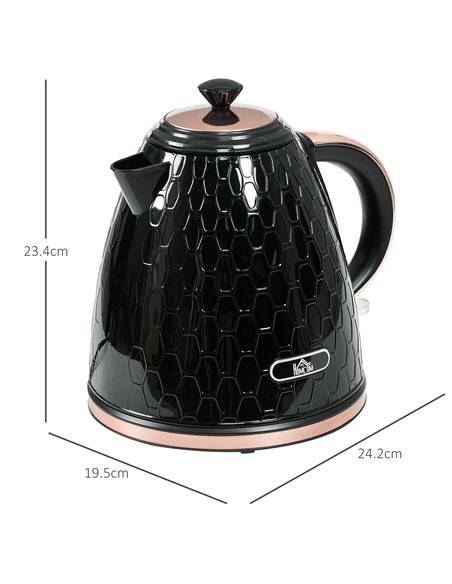 HOMCOM 3kW Rapid Boil Honeycomb Kettle - Black 800-206V70BK - pic 107578 | FastDaddyshop