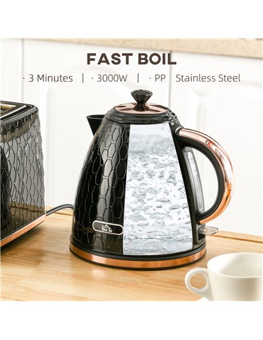 HOMCOM 3kW Rapid Boil Honeycomb Kettle - Black 800-206V70BK