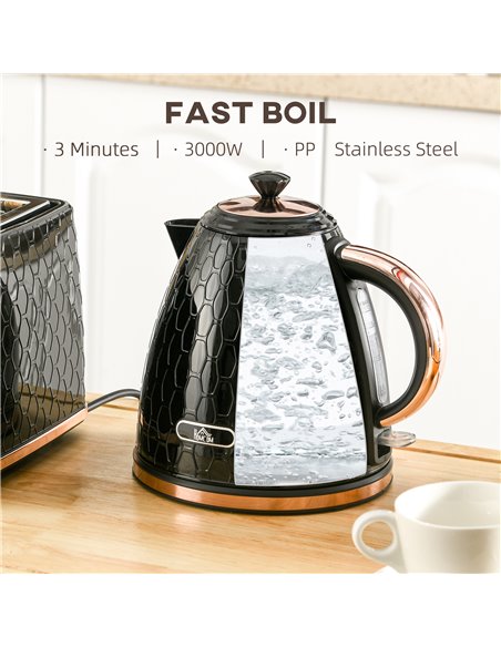 HOMCOM 3kW Rapid Boil Honeycomb Kettle - Black 800-206V70BK - pic 107579 | FastDaddyshop