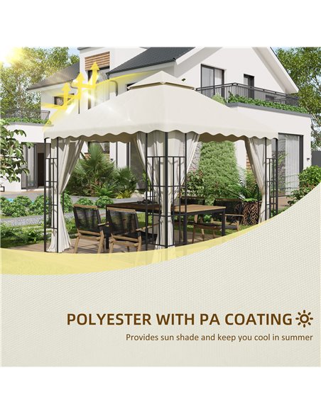 Outsunny 3 x 3 (m) Gazebo Canopy Replacement Covers, 2-Tier Gazebo Roof Replacement (TOP ONLY), Cream White - pic 10758 | FastDaddyshop