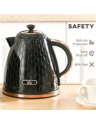 HOMCOM 3kW Rapid Boil Honeycomb Kettle - Black 800-206V70BK