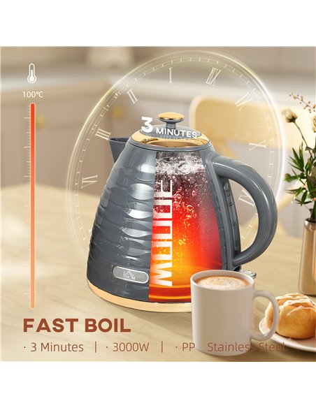HOMCOM 3kW Rapid Boil Honeycomb Kettle - Grey 800-207V70GY - pic 107588 | FastDaddyshop