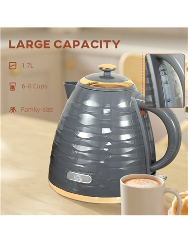 HOMCOM 3kW Rapid Boil Honeycomb Kettle - Grey 800-207V70GY