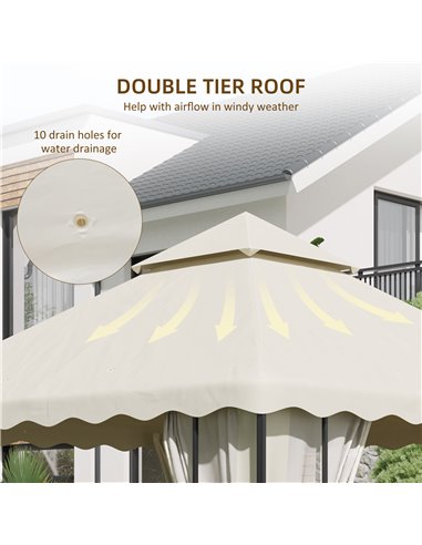 Outsunny 3 x 3 (m) Gazebo Canopy Replacement Covers, 2-Tier Gazebo Roof Replacement (TOP ONLY), Cream White
