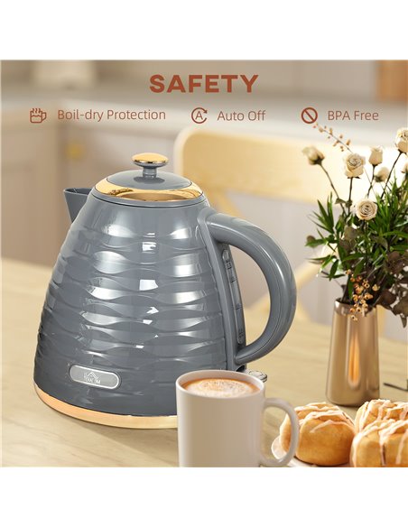 HOMCOM 3kW Rapid Boil Honeycomb Kettle - Grey 800-207V70GY - pic 107590 | FastDaddyshop