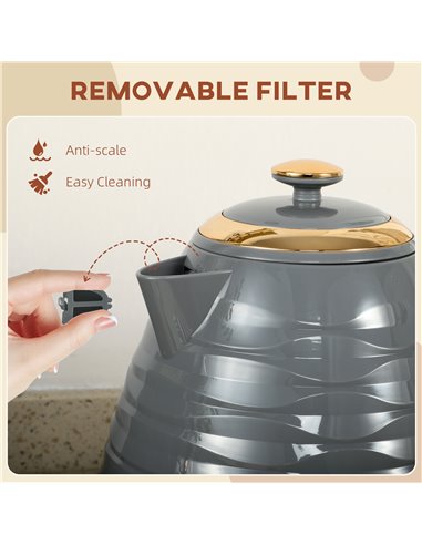 HOMCOM 3kW Rapid Boil Honeycomb Kettle - Grey 800-207V70GY
