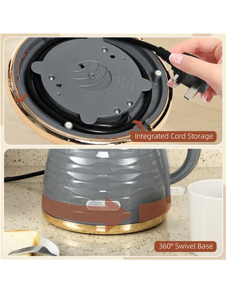 HOMCOM 3kW Rapid Boil Honeycomb Kettle - Grey 800-207V70GY - pic 107592 | FastDaddyshop