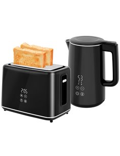 HOMCOM Kettle and Toaster Set, 1.5L 3000W Fast Boil Kettle with Insulation & 2 Slice Toaster Kitchen Set with 7 Level Browning C