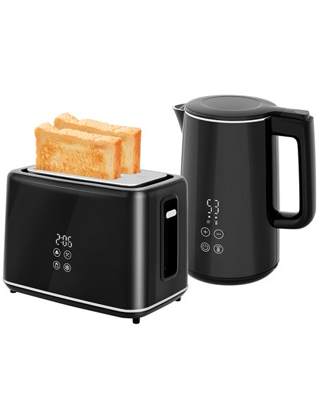 HOMCOM Kettle and Toaster Set, 1.5L 3000W Fast Boil Kettle with Insulation & 2 Slice Toaster Kitchen Set with 7 Level Browning C - pic 107594 | FastDaddyshop