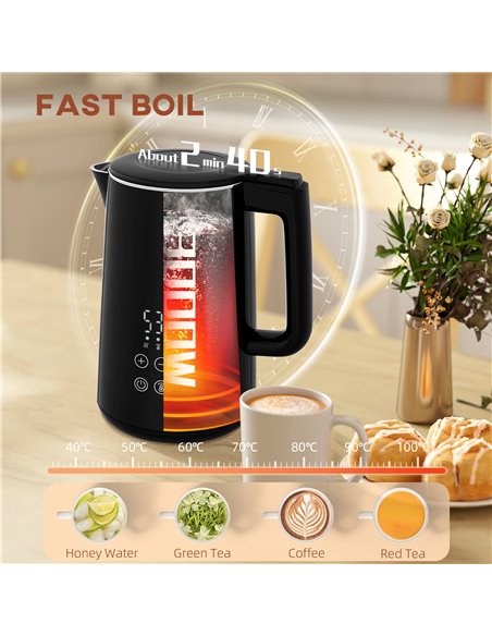 HOMCOM Kettle and Toaster Set, 1.5L 3000W Fast Boil Kettle with Insulation & 2 Slice Toaster Kitchen Set with 7 Level Browning C - pic 107597 | FastDaddyshop
