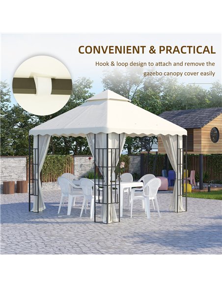Outsunny 3 x 3 (m) Gazebo Canopy Replacement Covers, 2-Tier Gazebo Roof Replacement (TOP ONLY), Cream White - pic 10760 | FastDaddyshop